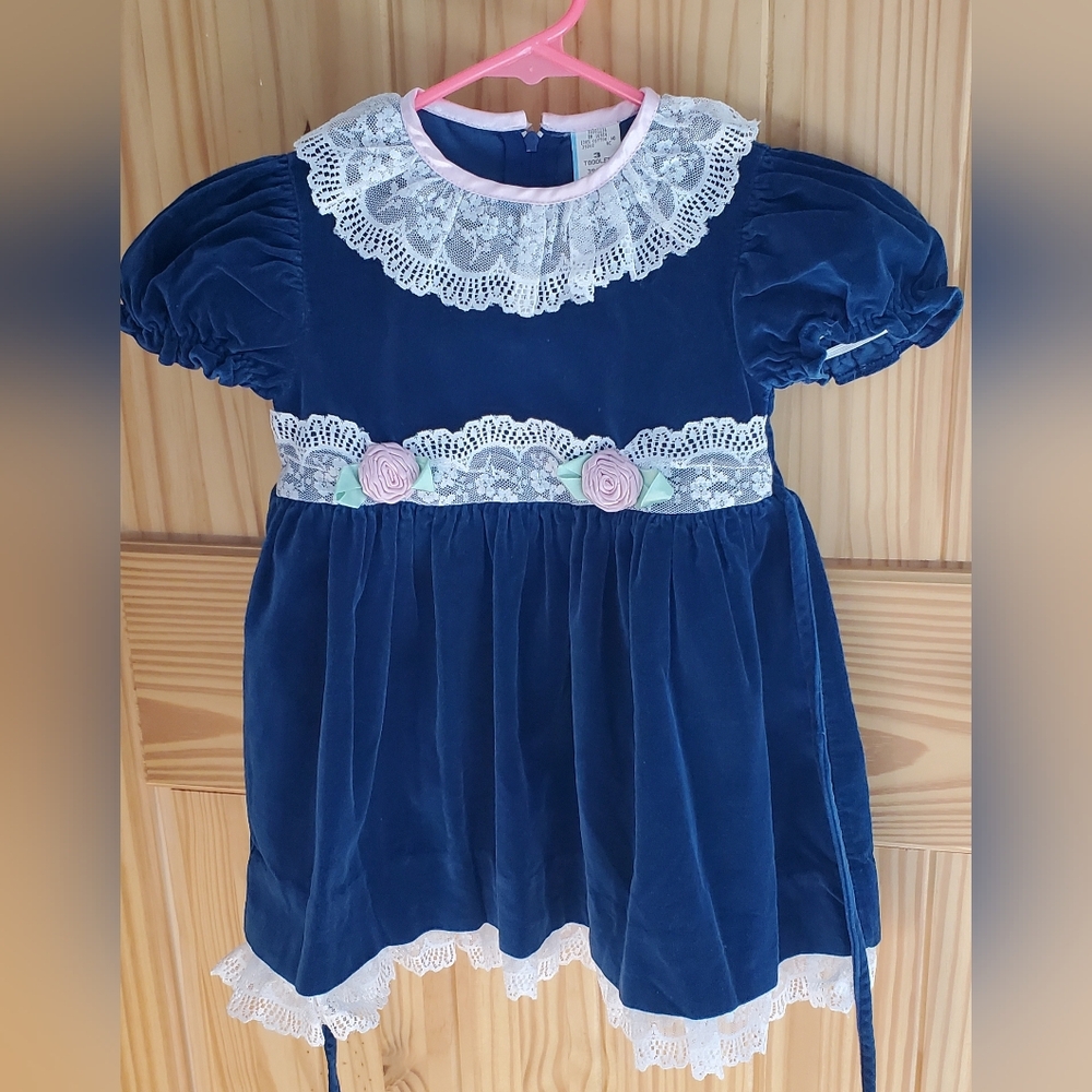 She Wore Blue Velvet, Lace Dress  Zipper 3 Toddler